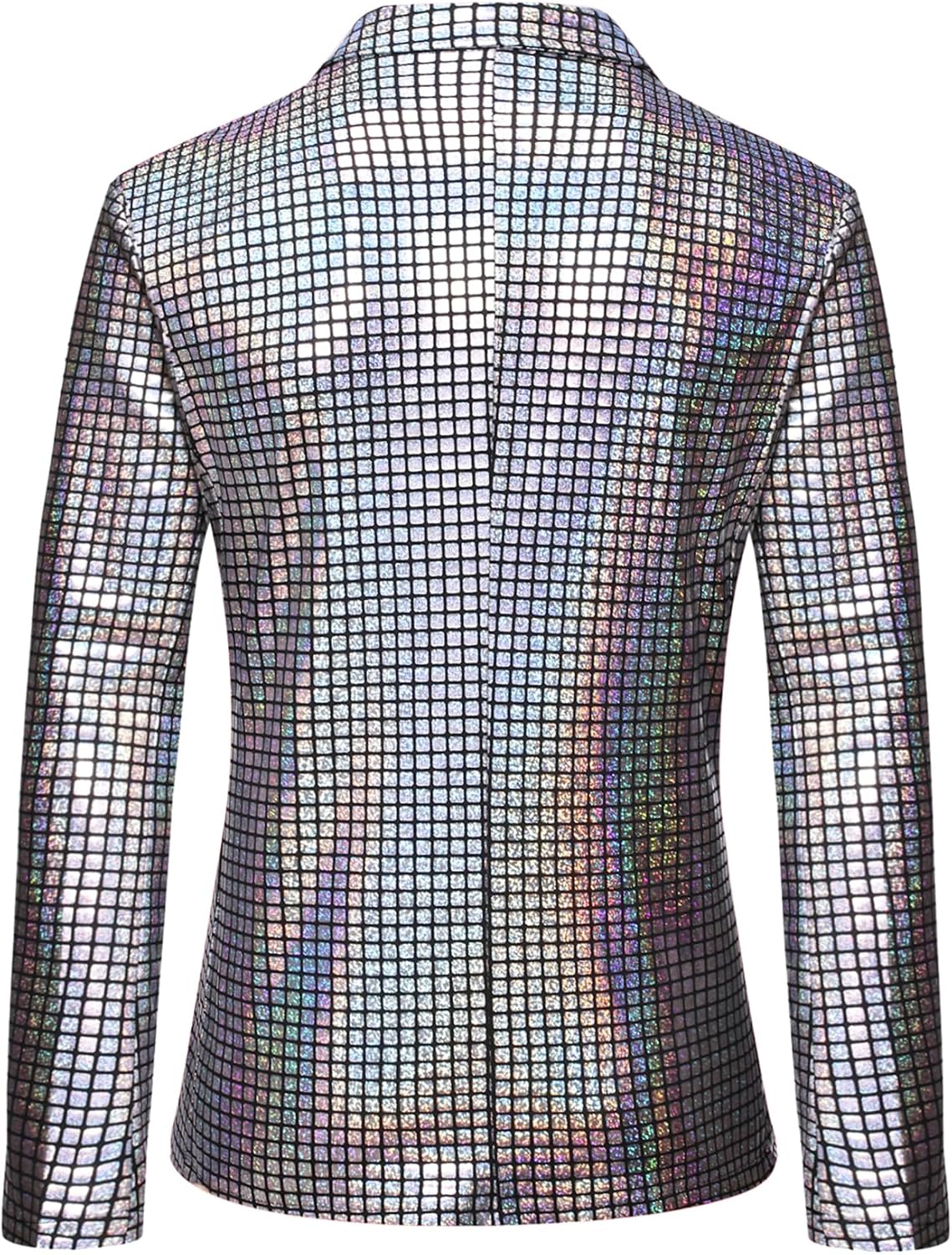 JEMITOP Men's 70s Disco 2 Piece Set Stretchy Shiny Suits Sequin Jacket and Pants