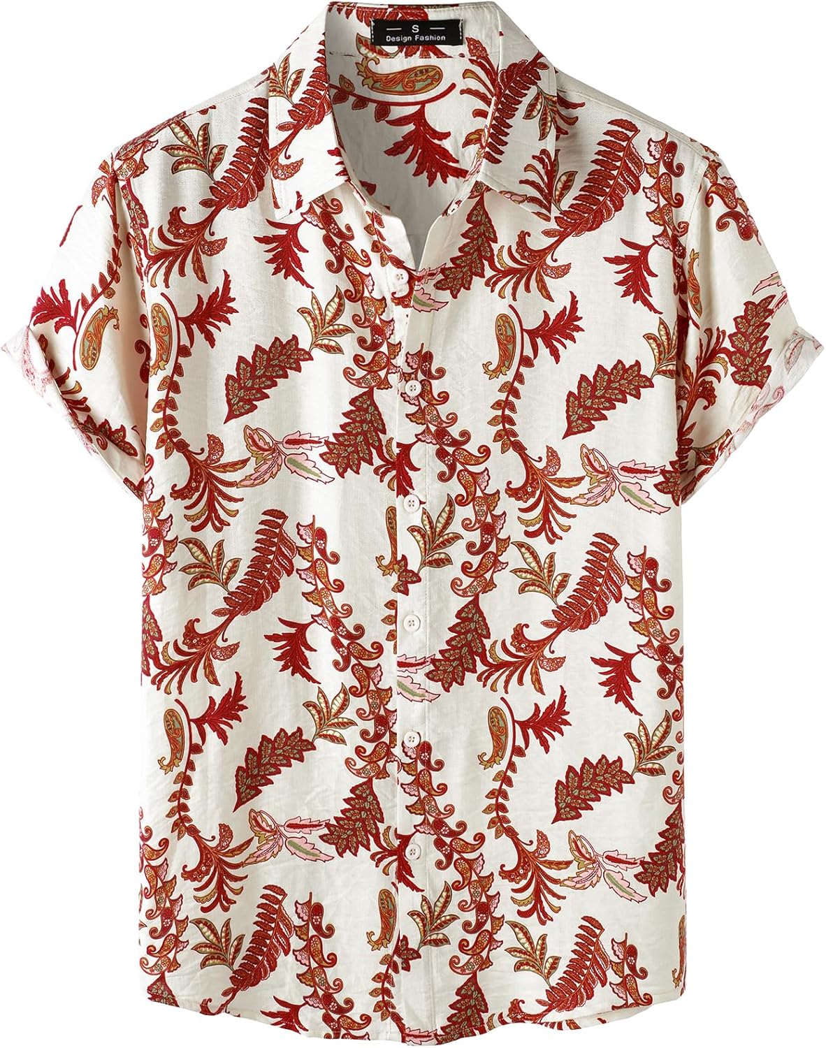 JEMITOP Men's Stylish Casual Printed Short Sleeve Button Down Shirts Summer Vacation Beach Tropical Hawaiian Shirt