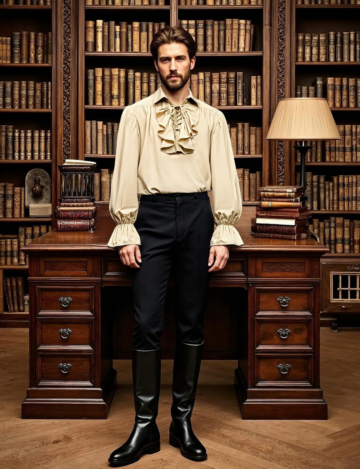JEMITOP Men's Victorian Pirate Shirt - Vampire Steampunk