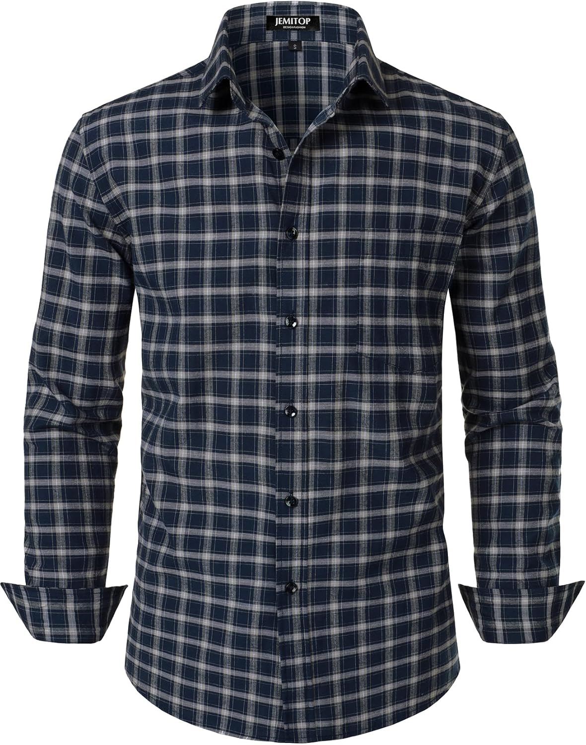 JEMITOP Men's Transitional Weather Slim Fit Long Sleeve Button Down Shirt Business Casual Dress Shirts with Pocket