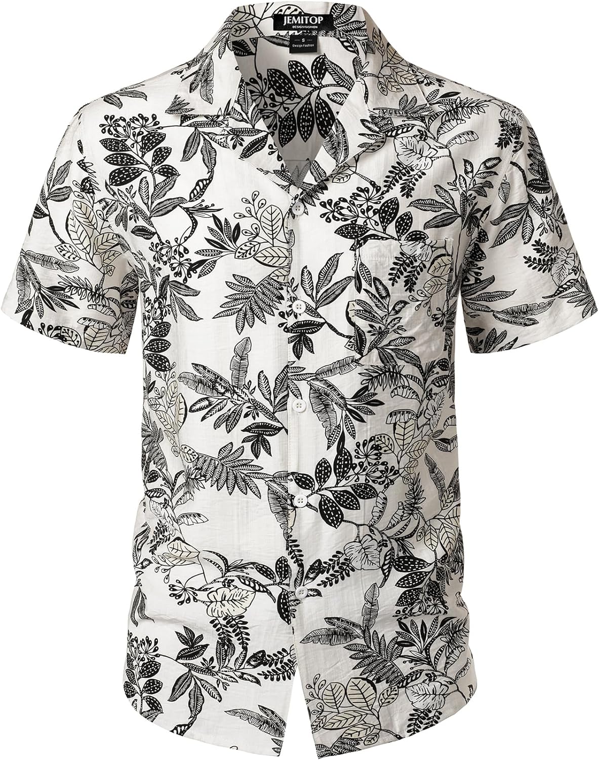 JEMITOP Men's Summer Textured Cuban Collar Hawaiian Shirts Casual Vacation Short Sleeve Button Up Shirt with Pocket