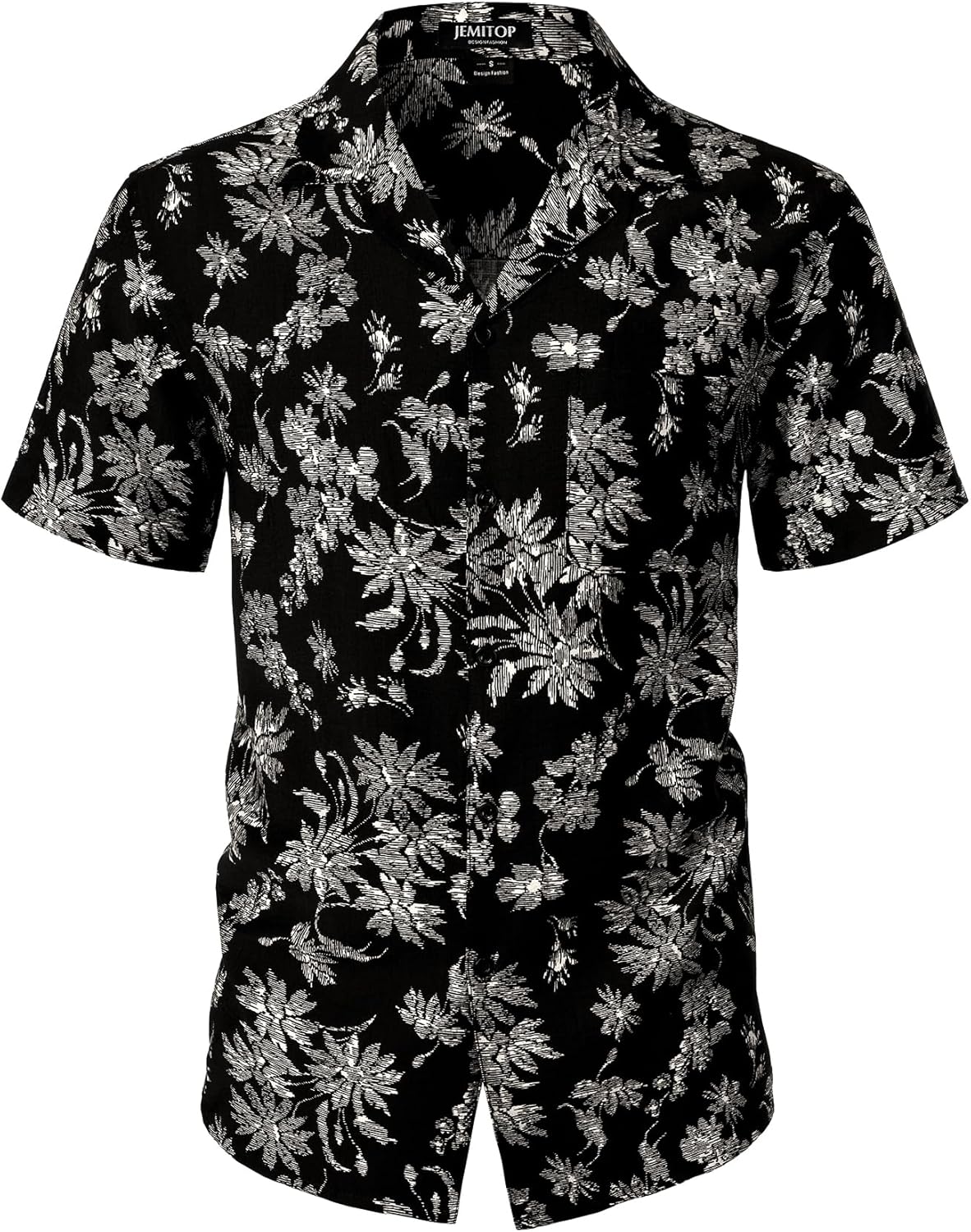 JEMITOP Men's Summer Textured Cuban Collar Hawaiian Shirts Casual Vacation Short Sleeve Button Up Shirt with Pocket