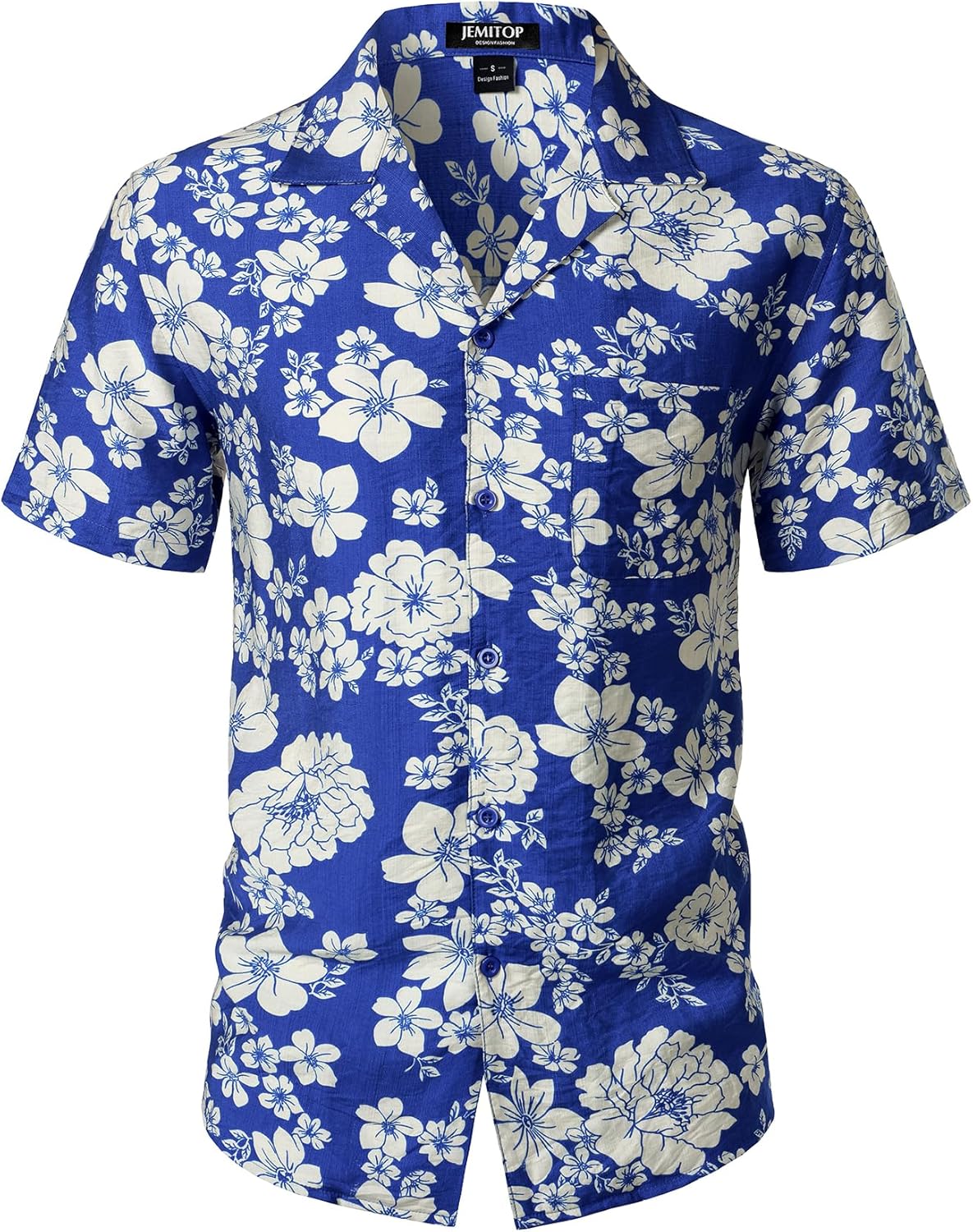 JEMITOP Men's Summer Textured Cuban Collar Hawaiian Shirts Casual Vacation Short Sleeve Button Up Shirt with Pocket