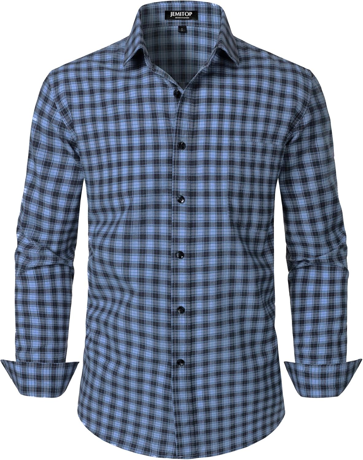 JEMITOP Men's Transitional Weather Slim Fit Long Sleeve Button Down Shirt Business Casual Dress Shirts with Pocket