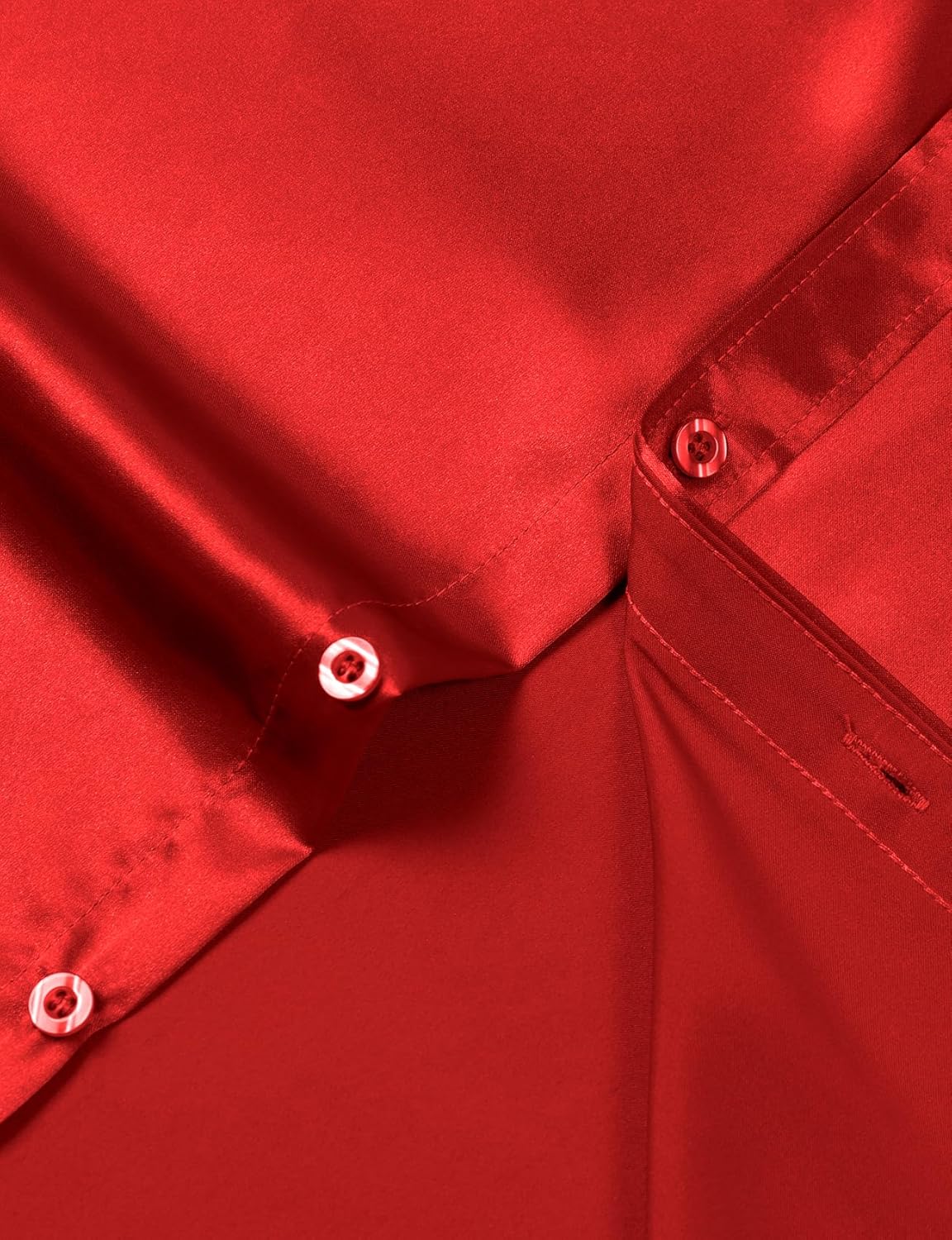 JEMITOP Mens Shiny Luxury Satin Slim Fit Dress Shirts Silk-Like Glossy Long Sleeve Button Down Shirts for Wedding Party Prom