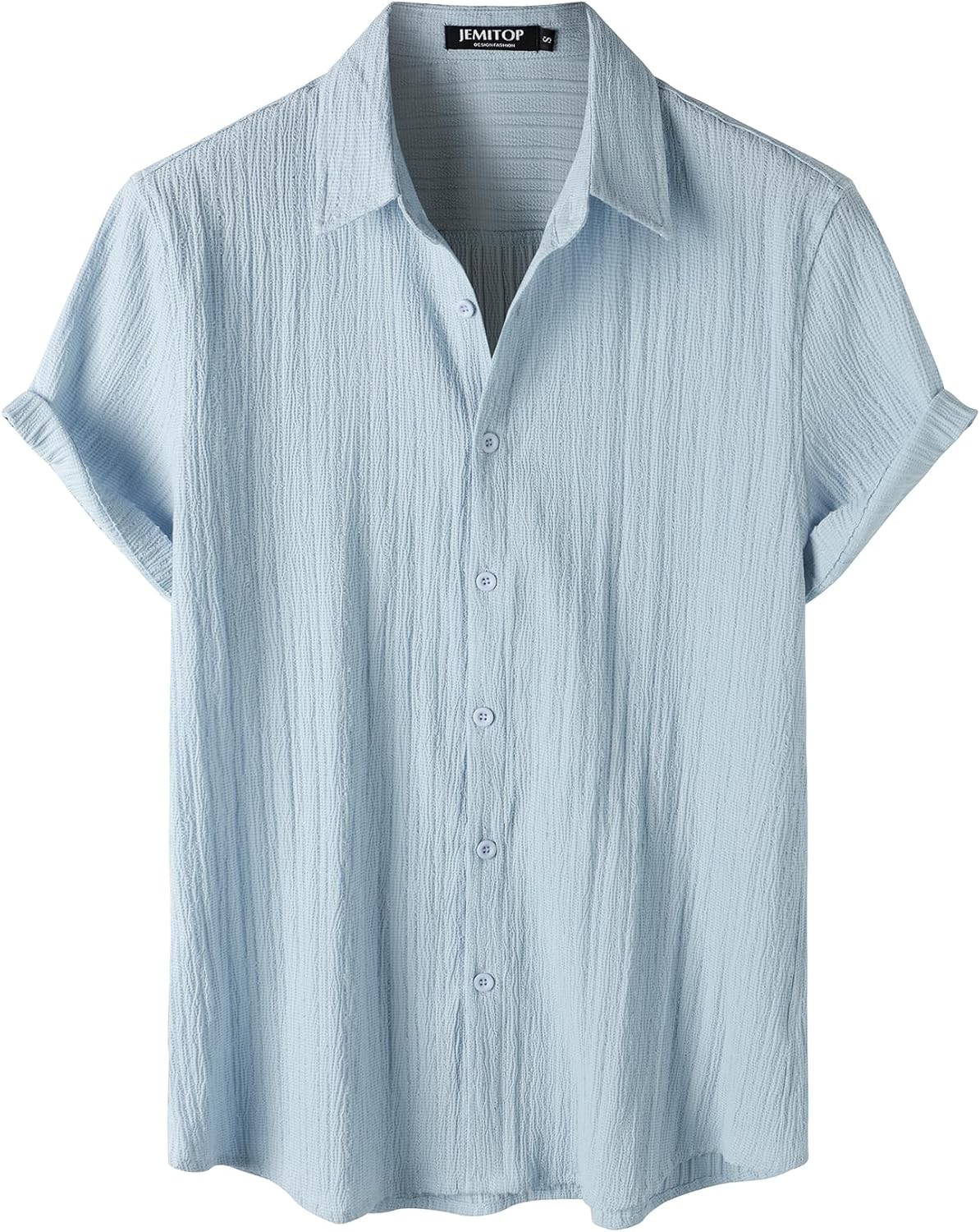 JEMITOP Men's Stylish Stretch Wrinkle Free Short Sleeve Button Down Shirt Summer Casual Beach Vacation Button up Shirts