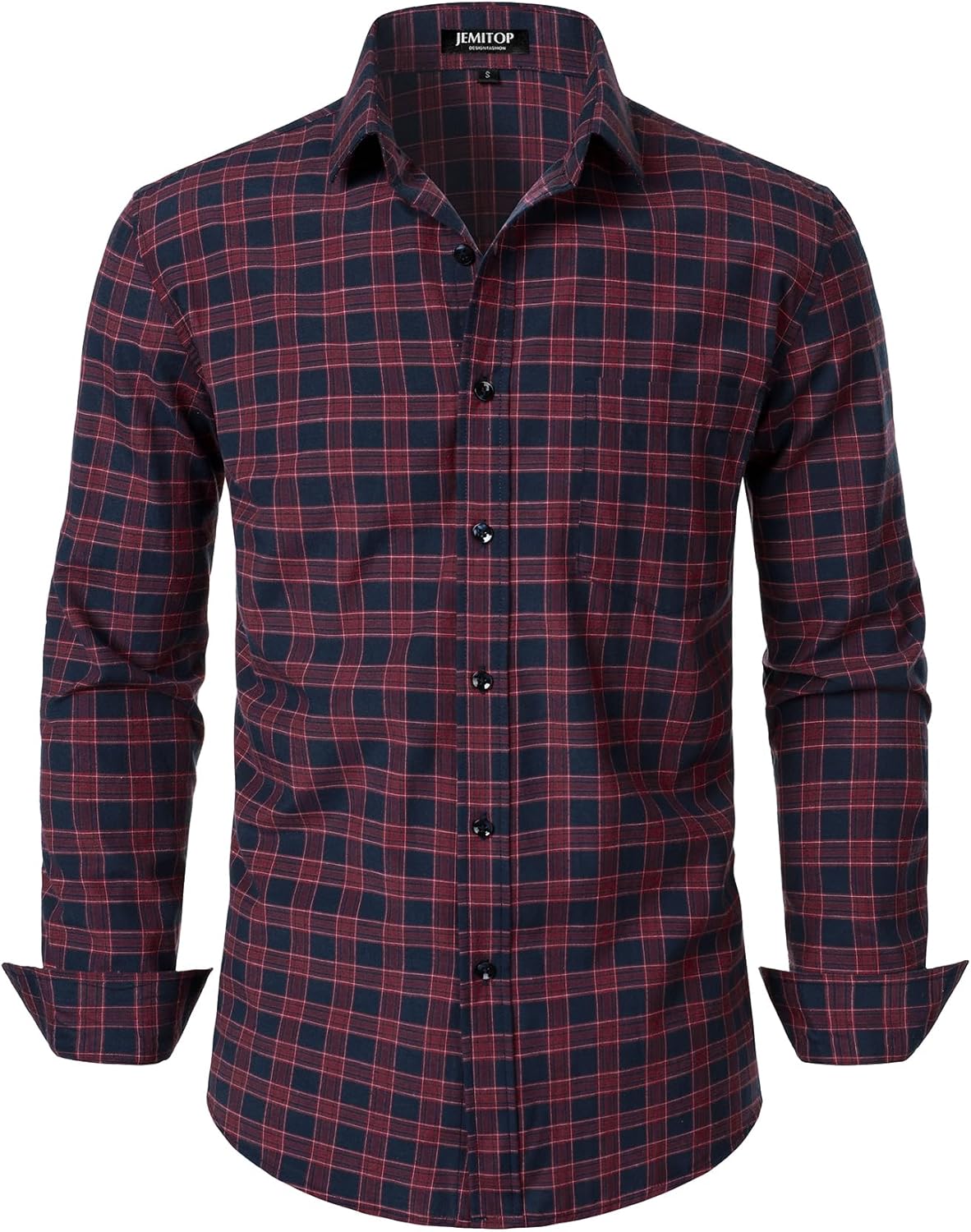 JEMITOP Men's Transitional Weather Slim Fit Long Sleeve Button Down Shirt Business Casual Dress Shirts with Pocket