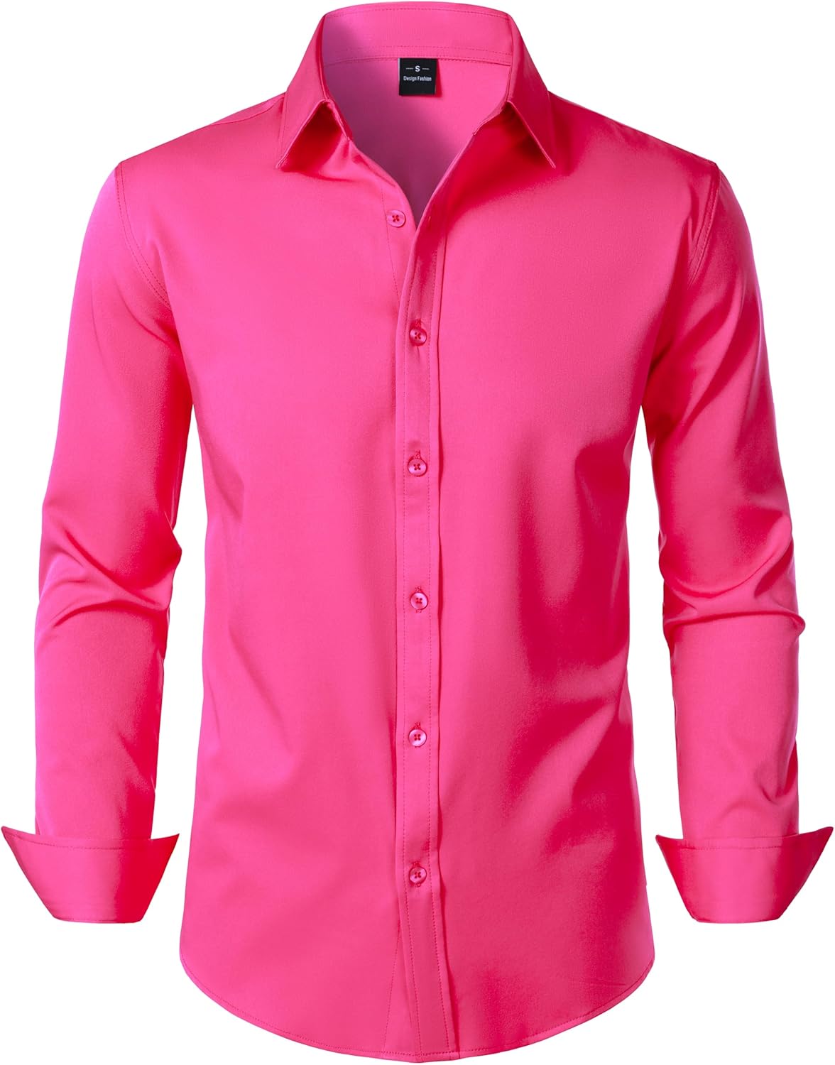 JEMITOP Men's Stretch Soft Slim Fit Dress Shirts Long Sleeve Formal Wedding Business Casual Button Down Shirt