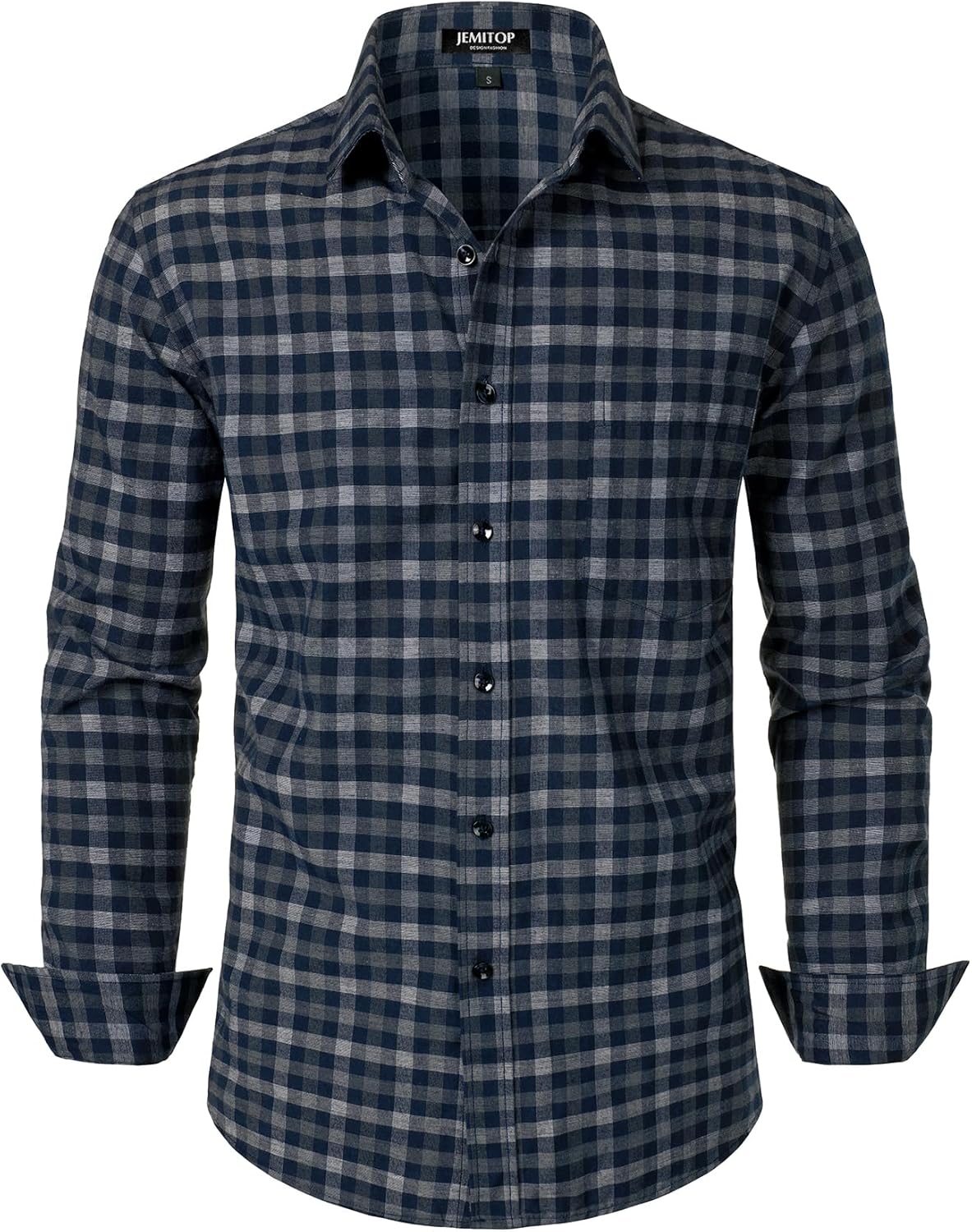 JEMITOP Men's Transitional Weather Slim Fit Long Sleeve Button Down Shirt Business Casual Dress Shirts with Pocket