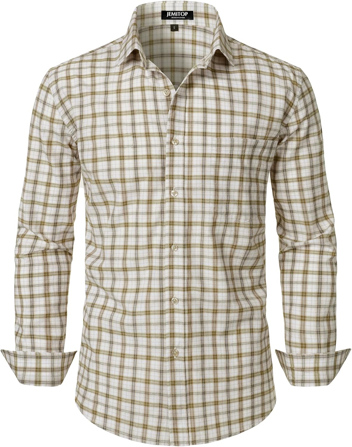 JEMITOP Men's Transitional Weather Slim Fit Long Sleeve Button Down Shirt Business Casual Dress Shirts with Pocket