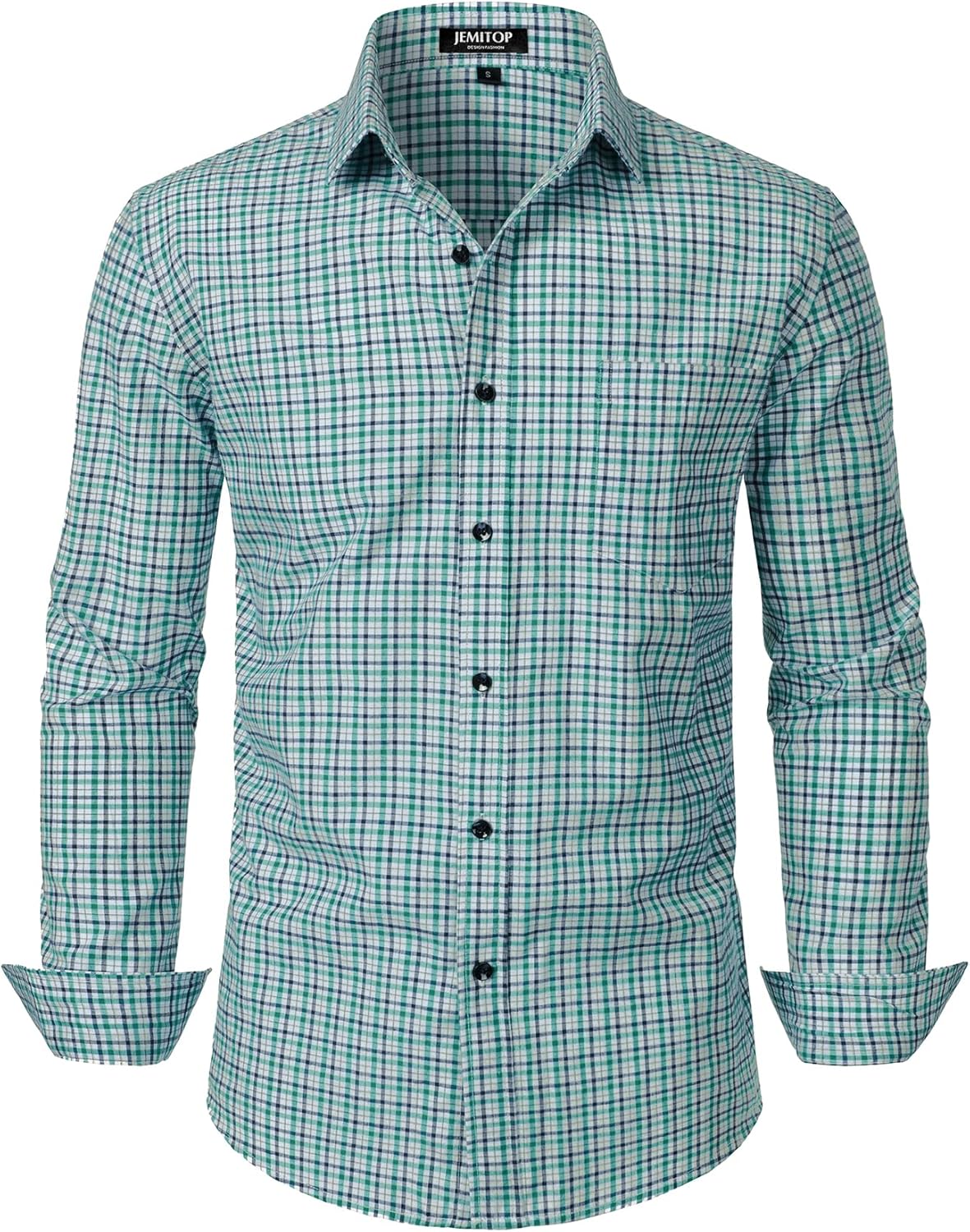 JEMITOP Men's Transitional Weather Slim Fit Long Sleeve Button Down Shirt Business Casual Dress Shirts with Pocket