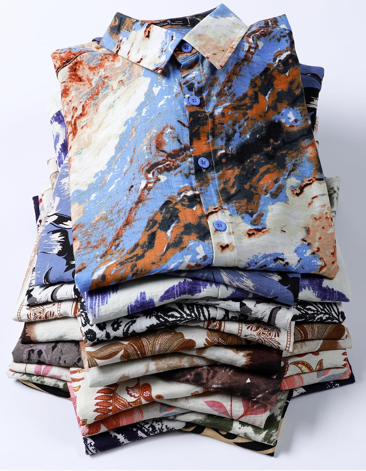 JEMITOP Men's Stylish Casual Printed Short Sleeve Button Down Shirts Summer Vacation Beach Tropical Hawaiian Shirt