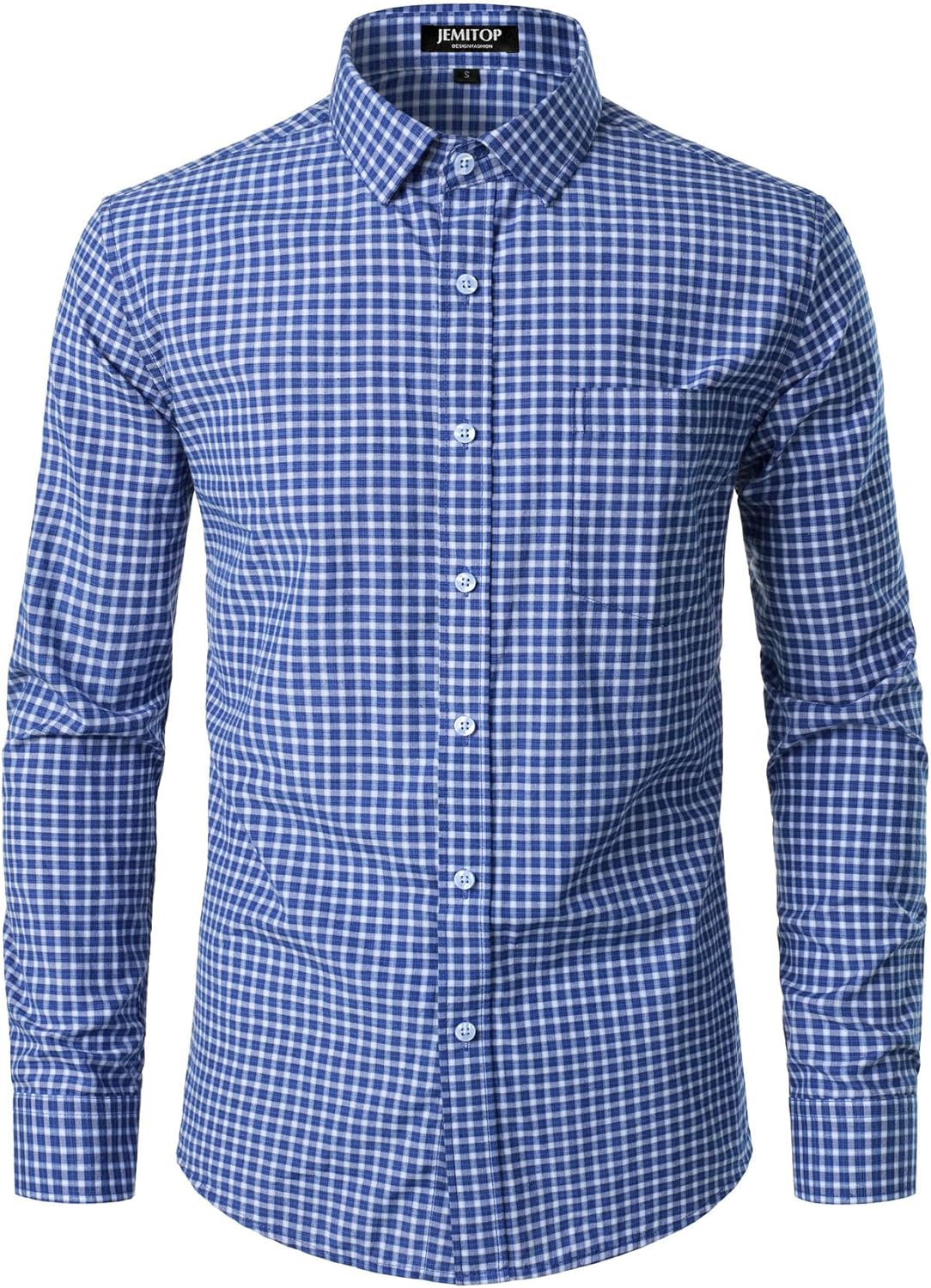 JEMITOP Men's Transitional Weather Slim Fit Long Sleeve Button Down Shirt Business Casual Dress Shirts with Pocket