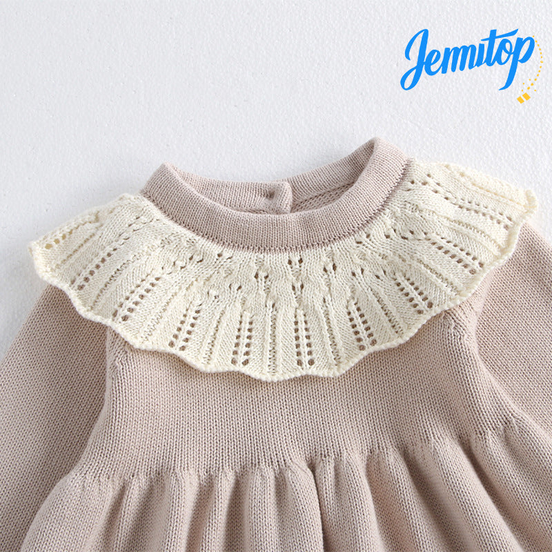 JEMITOP Toddler Girls' Fall Knit Dresses | Soft Twirl Skirt with Bow Detail