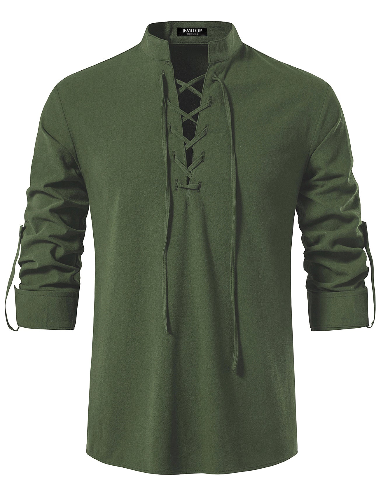 JEMITOP Men's Pure Cotton Retro Lace Up Shirts for Renaissance Pirate Medieval Viking