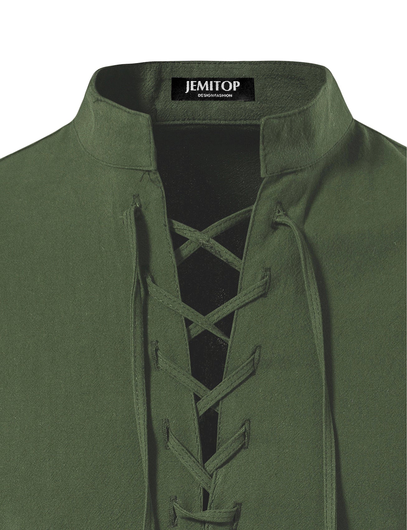 JEMITOP Men's Pure Cotton Retro Lace Up Shirts for Renaissance Pirate Medieval Viking