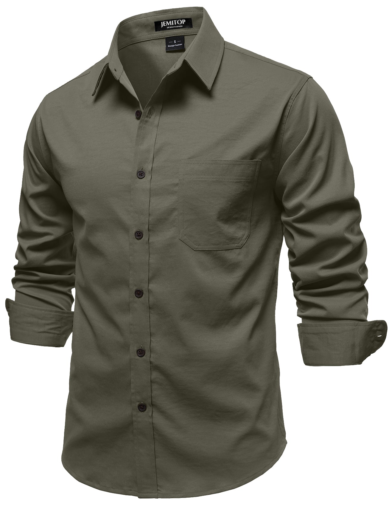 JEMITOP Mens Stretch Vintage Aged Style Shirts Casual Soft Long Sleeve Button Down Shirt with Pocket