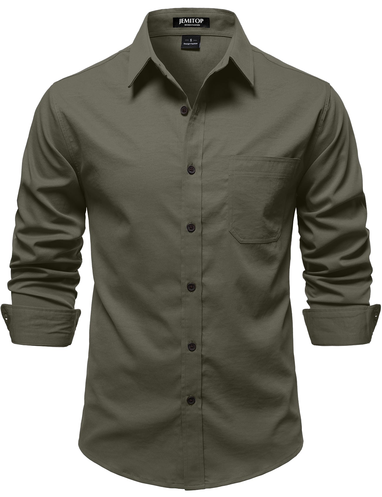 JEMITOP Mens Stretch Vintage Aged Style Shirts Casual Soft Long Sleeve Button Down Shirt with Pocket