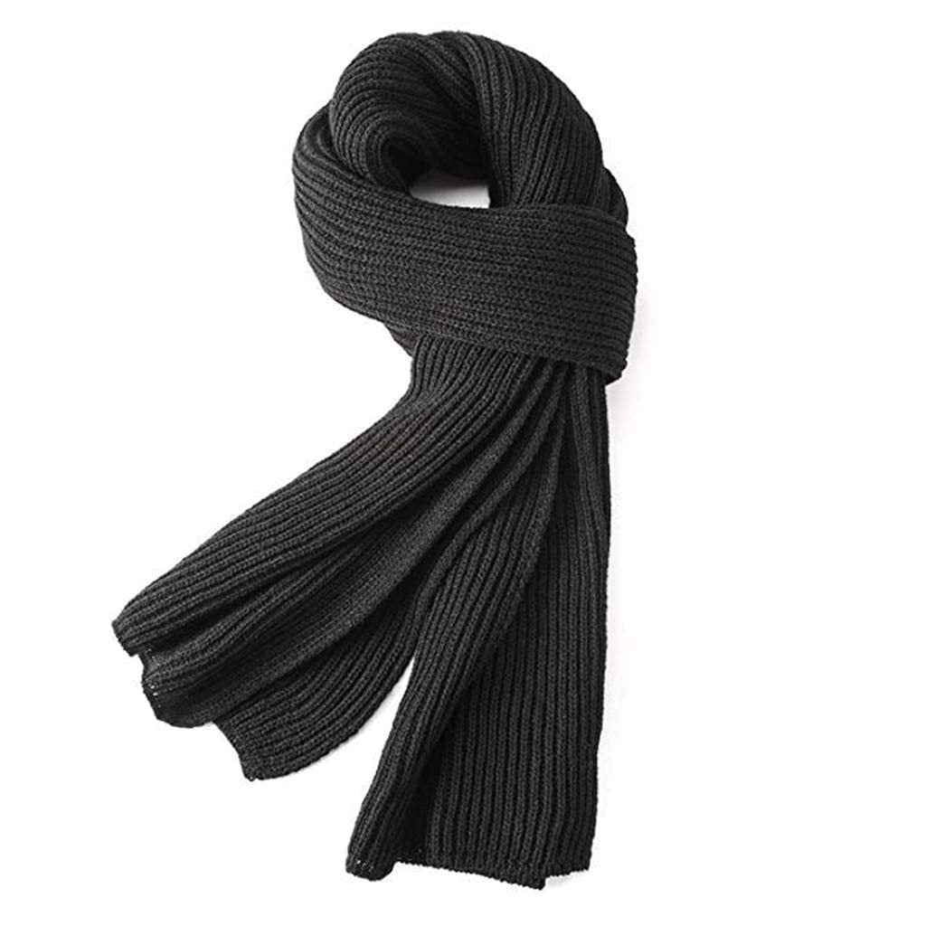 JEMITOP Sales Men's Warm Autumn and Winter Scarf Unisex Solid Color Knitted Scarf