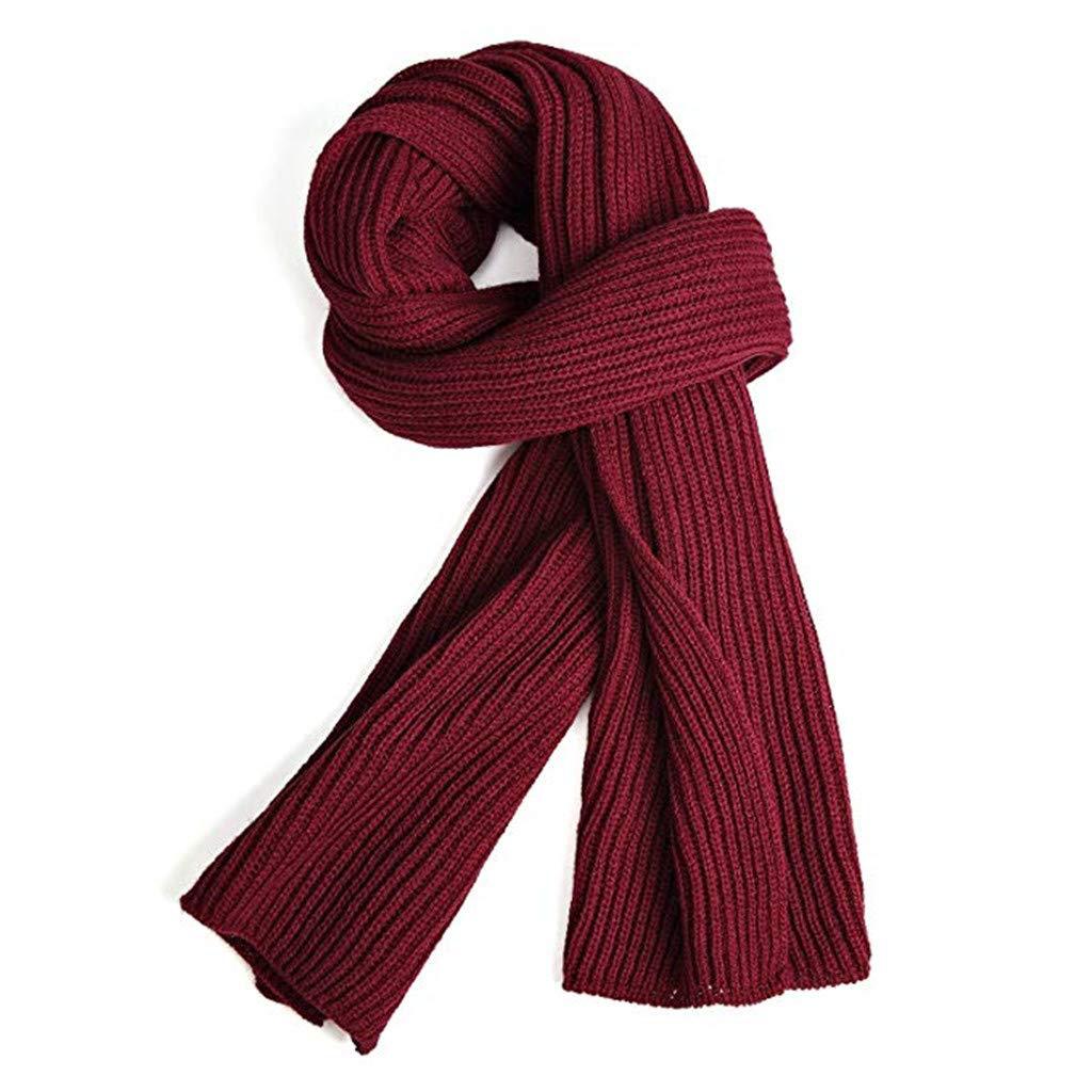 JEMITOP Sales Men's Warm Autumn and Winter Scarf Unisex Solid Color Knitted Scarf