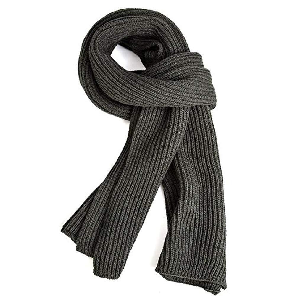 JEMITOP Sales Men's Warm Autumn and Winter Scarf Unisex Solid Color Knitted Scarf