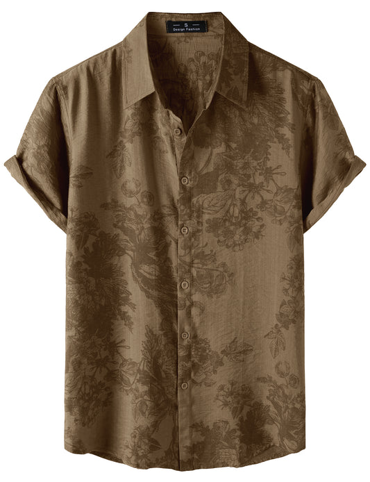JEMITOP Men's Stylish Casual Printed Short Sleeve Button Down Shirts Summer Vacation Beach Tropical Hawaiian Shirt