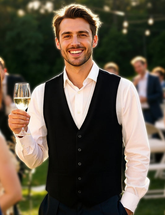 JEMITOP Men's Classic Slim Fit Dress Vest Formal Wedding Prom Tuxedo Suit Vest with Pocket
