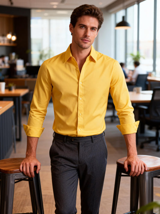 JEMITOP Men's Stretch Soft Slim Fit Dress Shirts Long Sleeve Formal Wedding Business Casual Button Down Shirt